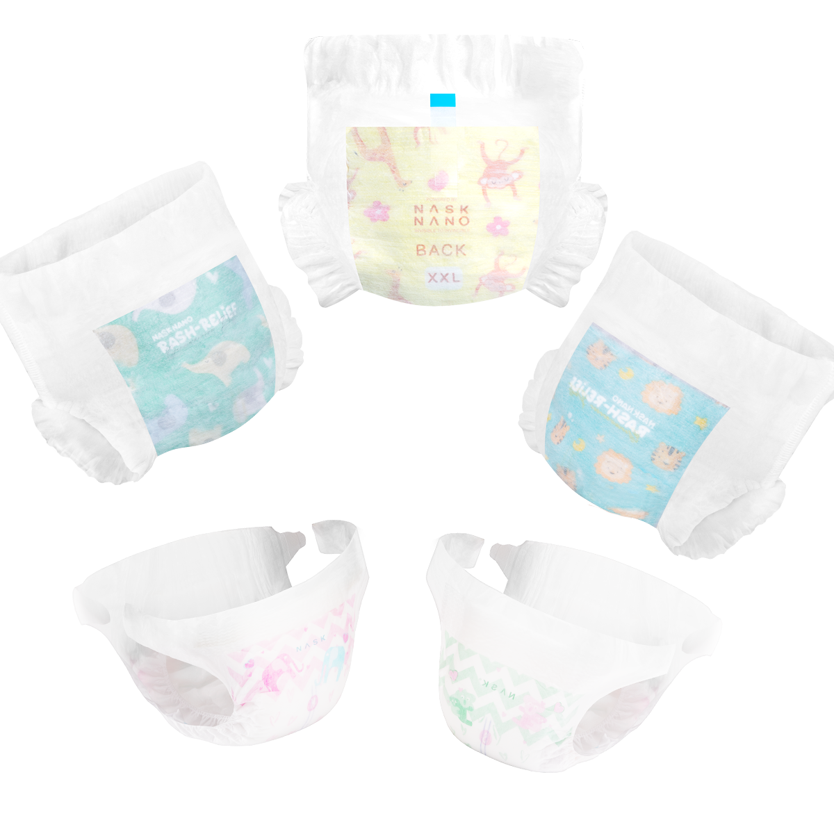 Trial packs of NASK baby diapers and pants